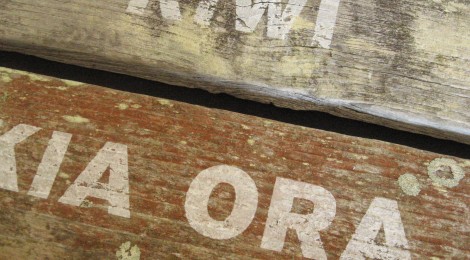 Kiwi, Kia Ora prints on re-used wood