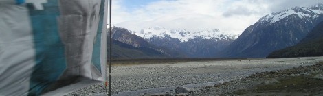 Flag at Waimakaririri River Valley