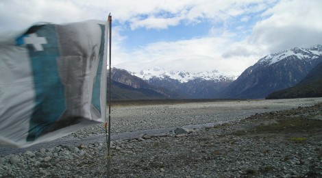 Flag at Waimakaririri River Valley